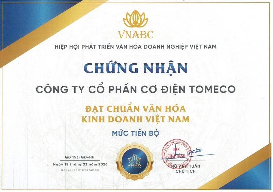 Chứng nhận “Doanh nghiệp đạt chuẩn Văn hóa Kinh doanh Việt Nam”
