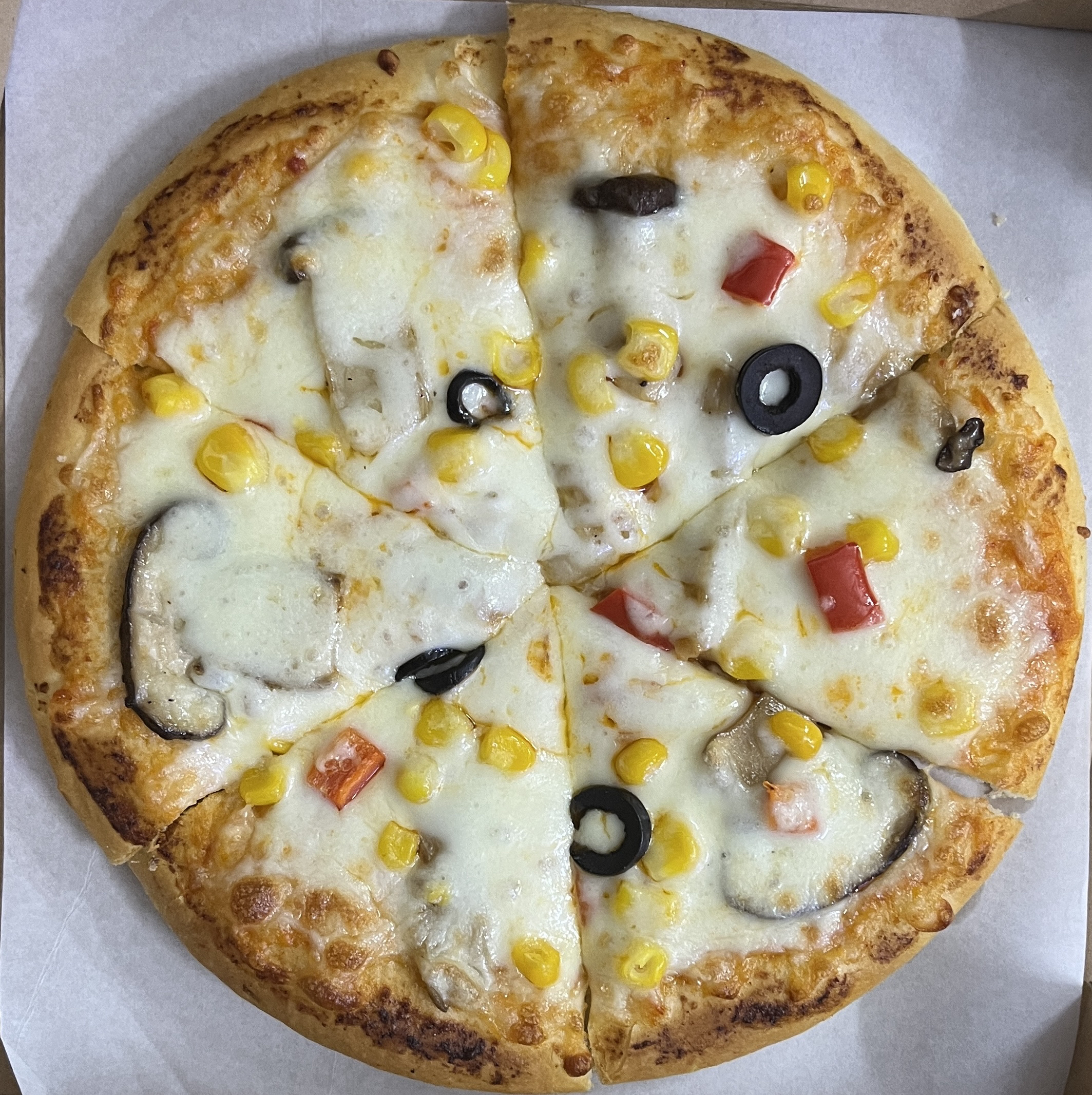 Pizza nấm chay (các loại nấm, bắp, oliu đen) Size S 20cm
