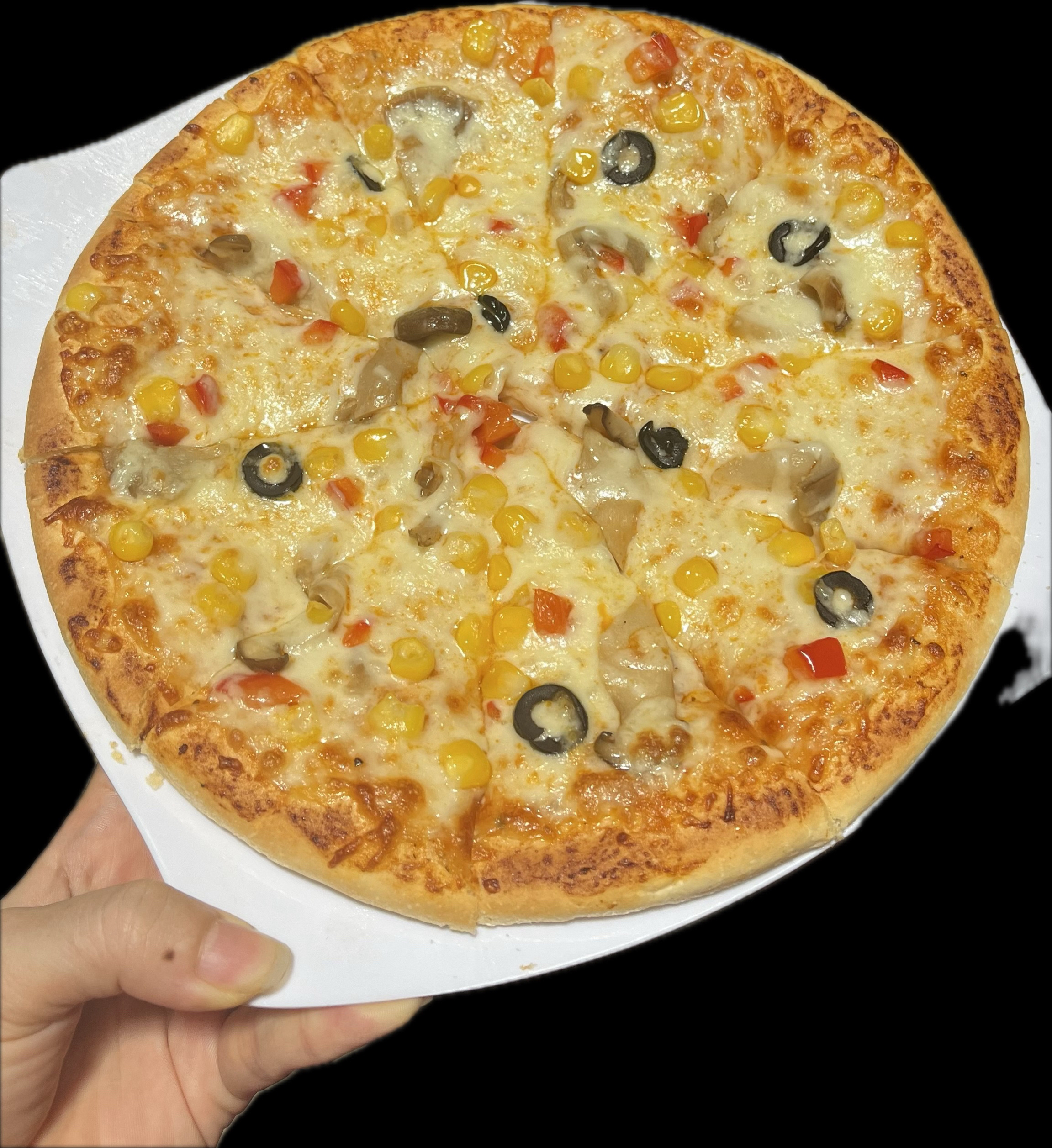 Pizza nấm chay (các loại nấm, bắp, oliu đen) Size M 24cm