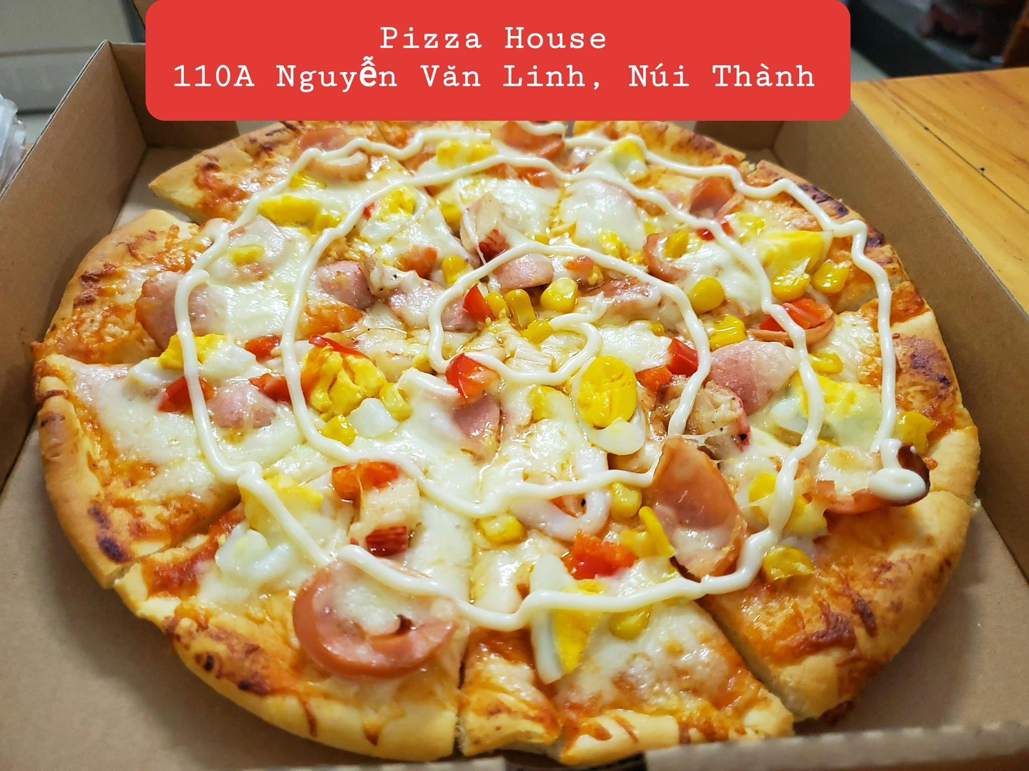 Pizza thập cẩm ... (trưng, xuc xich, tom, thanh cua, bắp, oliu đen, ớt chuông Size M 24cm