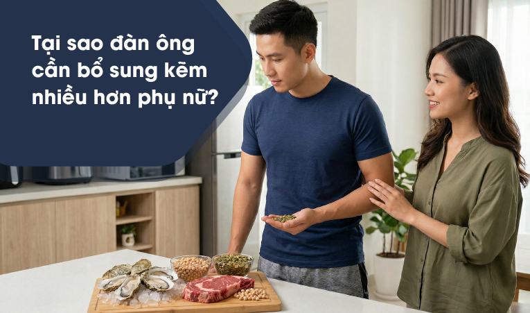 Tại sao đàn ông cần bổ sung kẽm nhiều hơn phụ nữ?