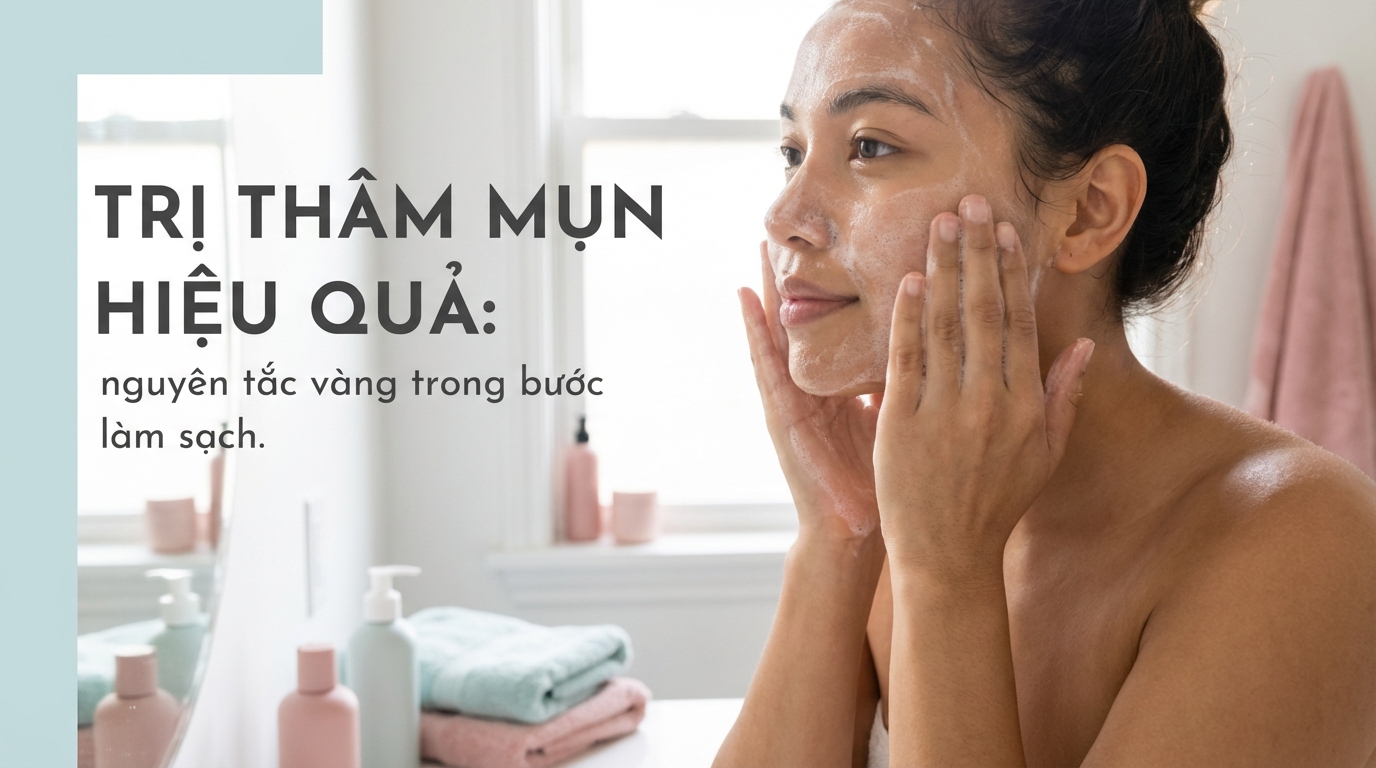 Trị thâm mụn hiệu quả: nguyên tắc vàng trong bước làm sạch