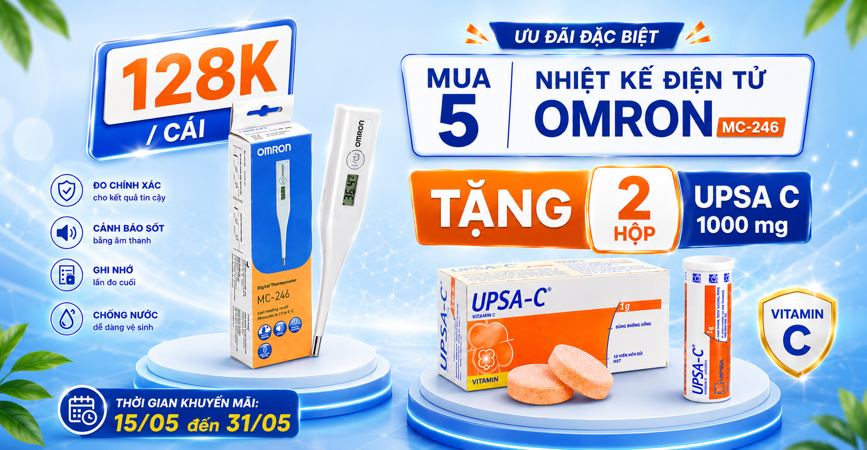 Ưu Đãi Hot Tháng 5 – Mua 5 Omron Tặng 2 Upsa C