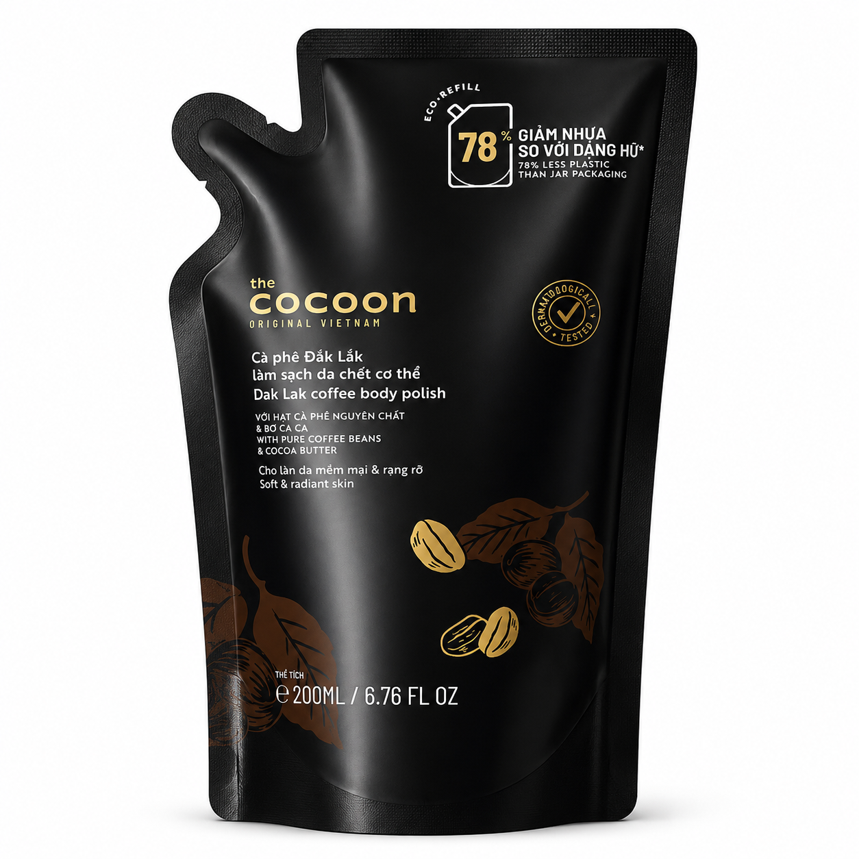Túi Refill Cà Phê Đắk Lắk Làm Sạch Da Chết Cơ Thể (Túi 200ml)