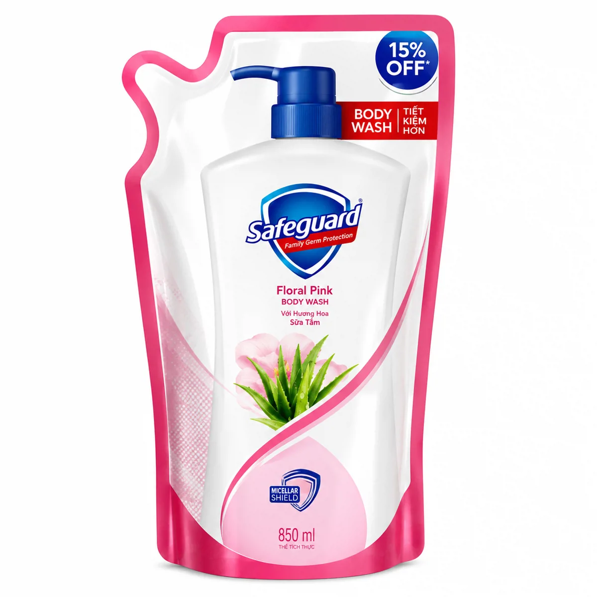 Sữa Tắm Safeguard Hương Hoa Hồng Nha Đam 620ML