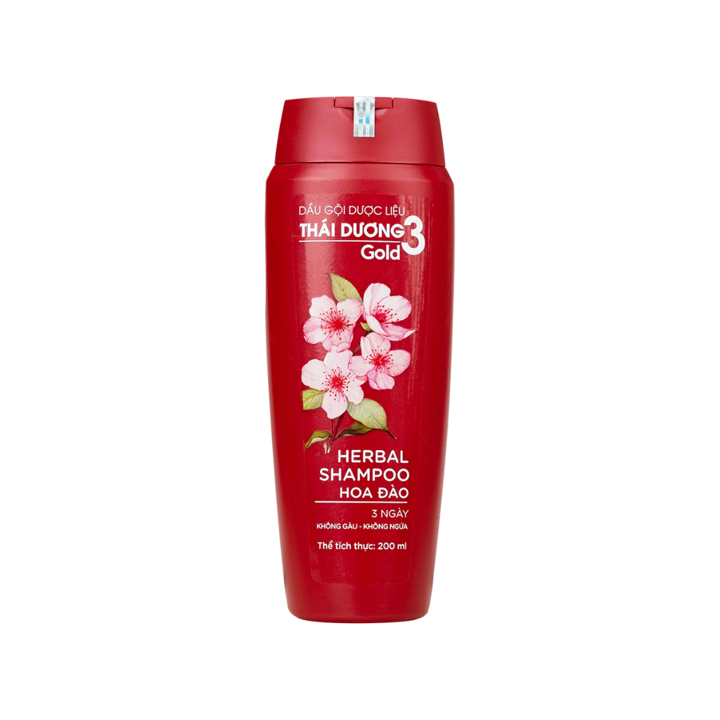 Dầu Gội Dược Liệu Thái Dương 3 Hương Đào (Chai 200ml)