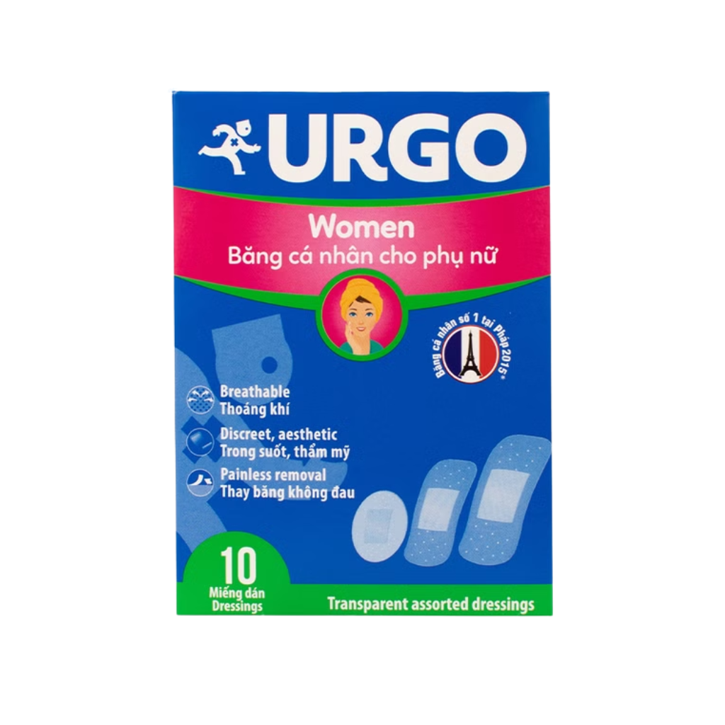 Băng cá nhân cho phụ nữ URGO Women bảo vệ vết thương nhỏ 3 size (Gói 10 miếng)