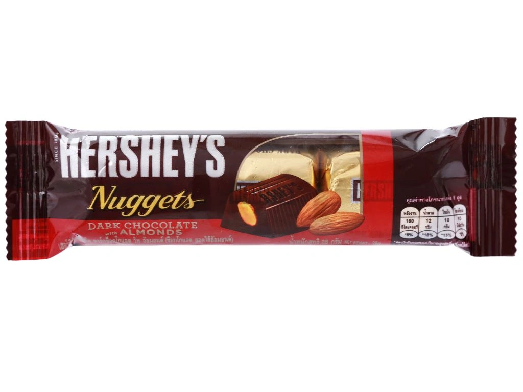 Socola đen nhân hạnh nhân Hershey's Nuggets gói 28g