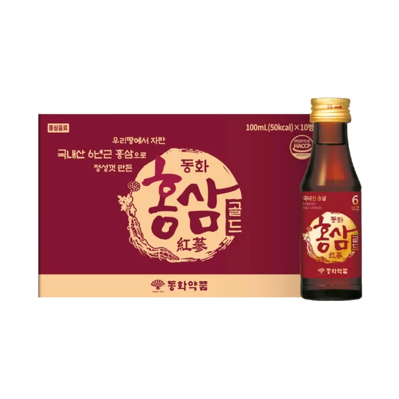 Nước Uống Dongwha Red Ginseng Gold Drink 100ml (Hộp 10 chai x 100ml)