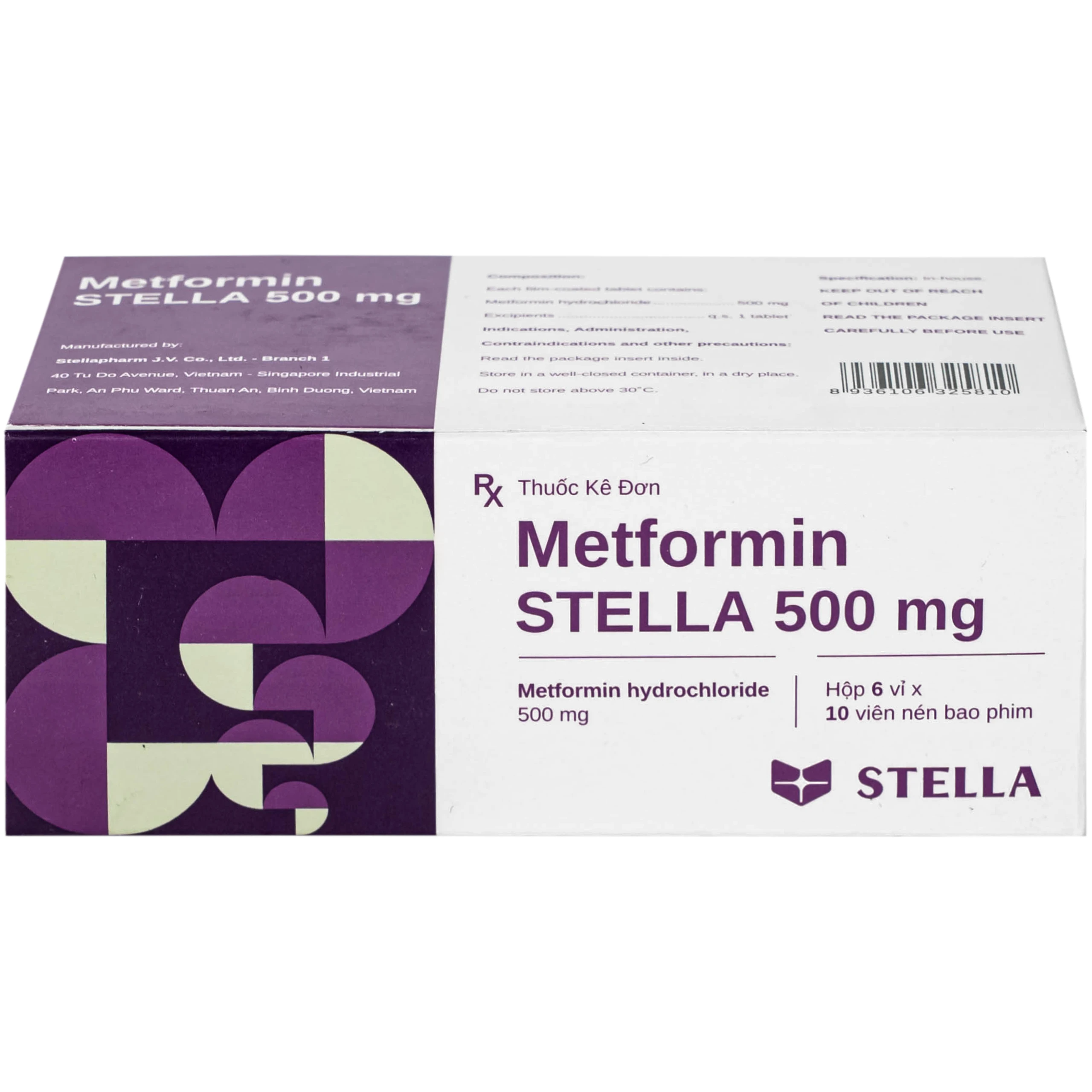 Metformin 500mg Stella (Hộp 6 vỉ x 10 viên)