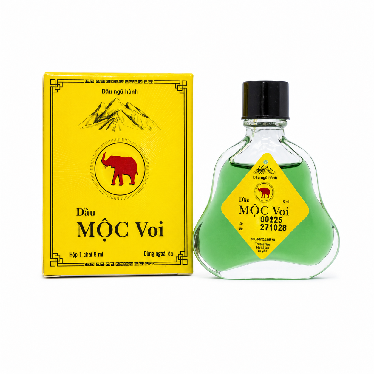 Dầu Ngũ Hành Dầu Mộc Voi Thảo Dược (Chai 8ml)