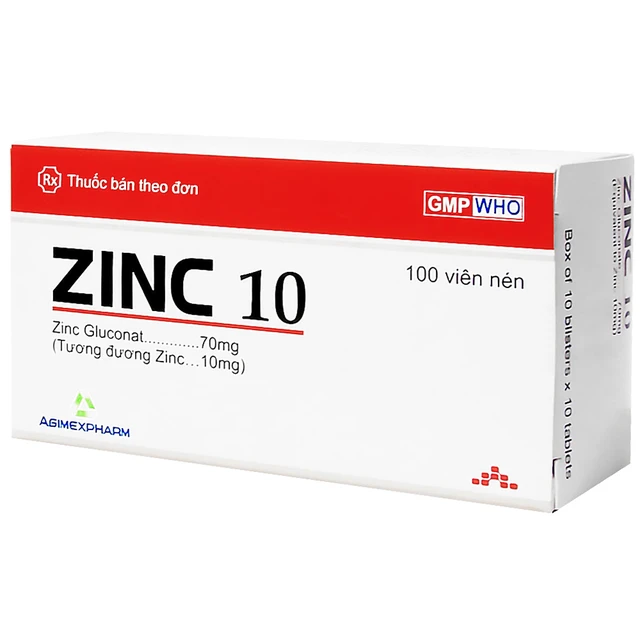 Thuốc Zinc 10 Agimexpharm (Hộp 10 vỉ x 10 viên)