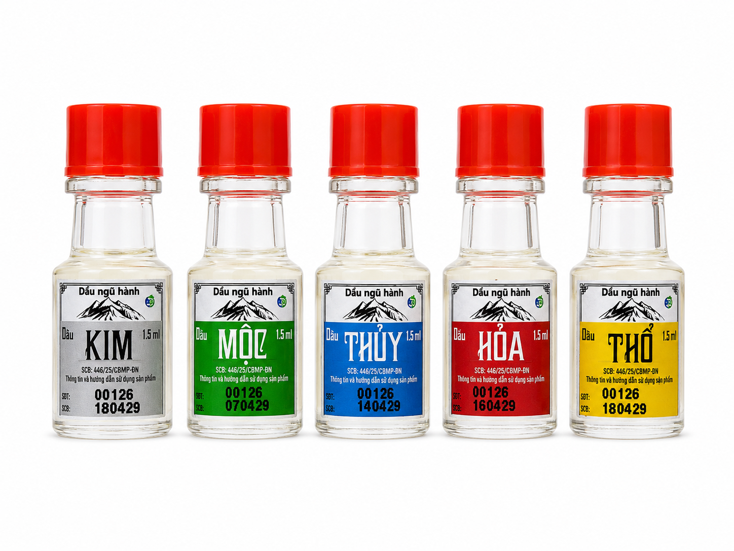 Dầu Ngũ Hành Kim, Mộc, Thủy, Hỏa, Thổ (Chai 1.5ml)