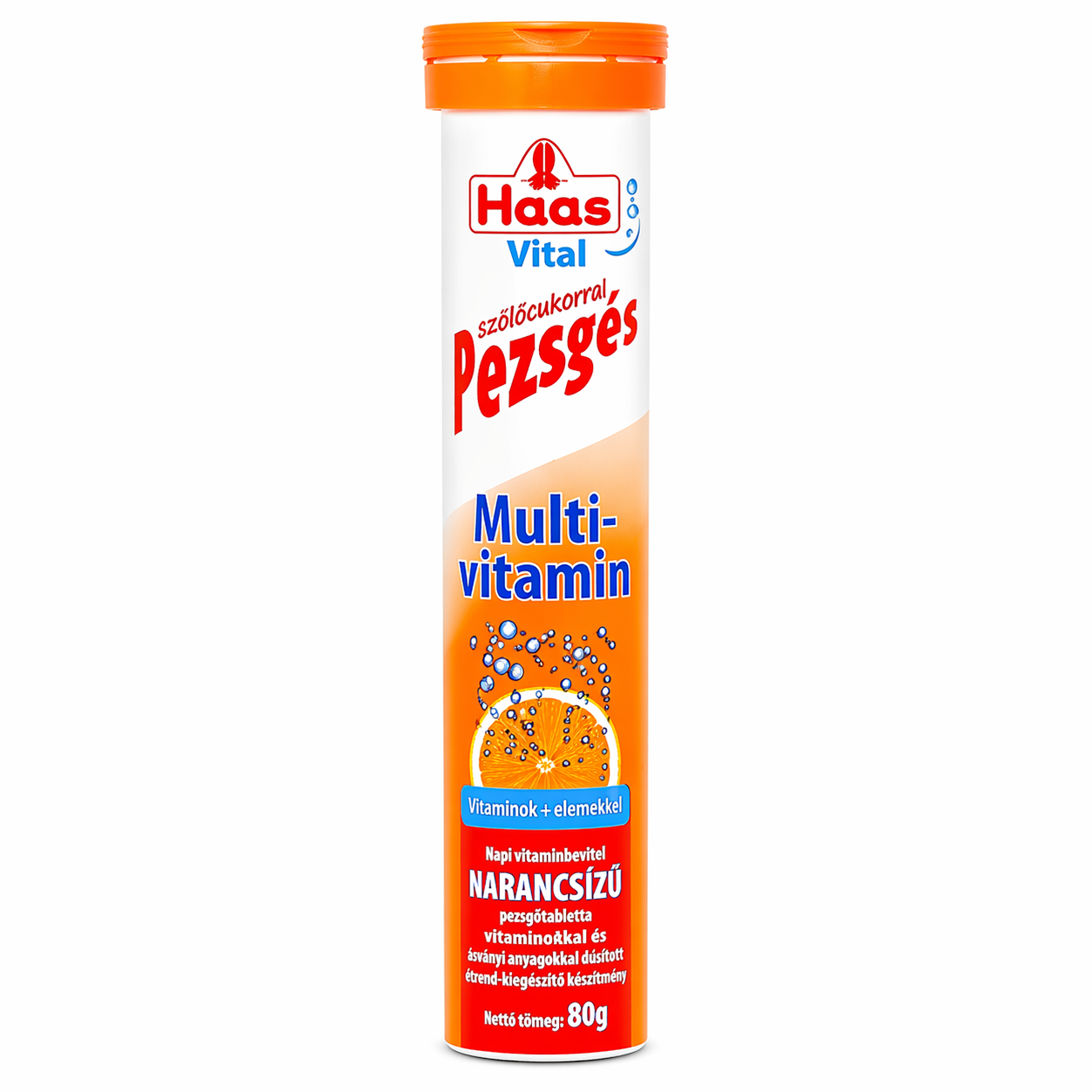 Viên sủi Haas Vital Pezsgés Multi-vitamin hương cam bổ sung vitamin (Tuýp 20 viên)