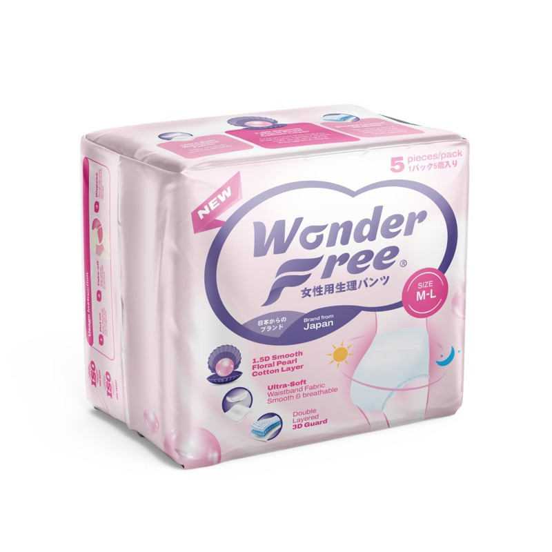 Băng quần WONDER FREE 5 miếng/gói, Thoáng Khí, Thấm Hút (size M-L/XL-XXL)