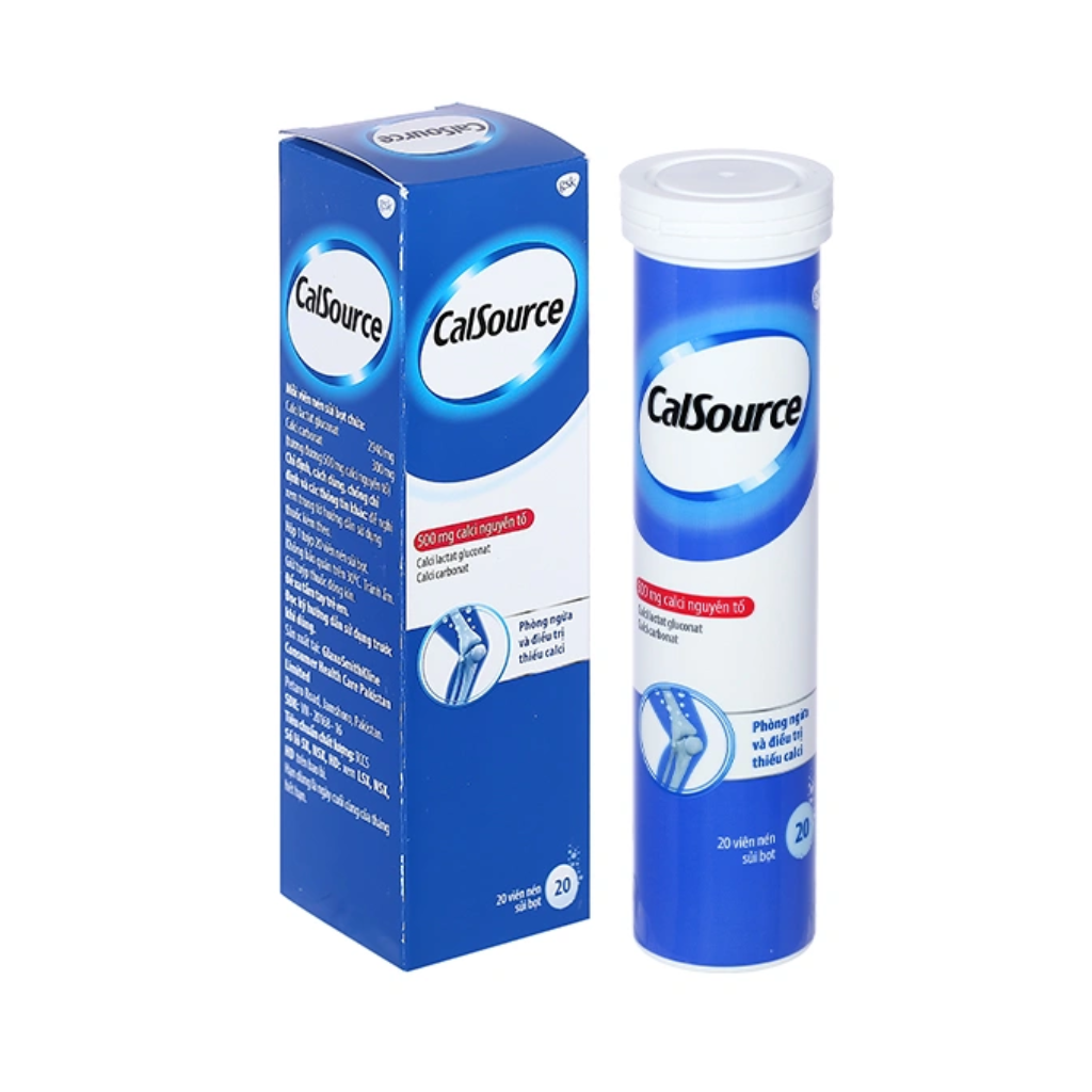 Viên nén sủi bọt CalSource bổ sung canxi tuýp 20 viên