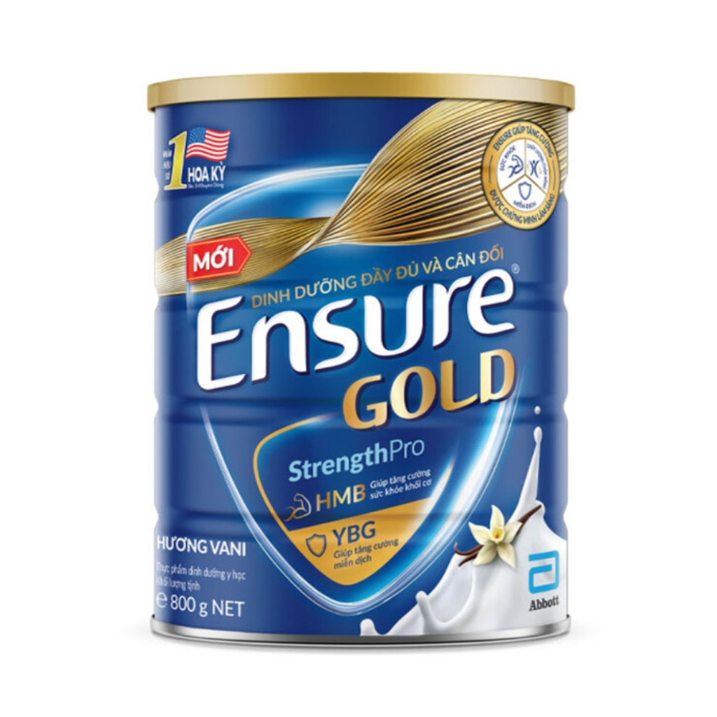 Sữa Bột Ensure Gold Strengthpro Abbott Hương Vani Tăng Cường Sức Khỏe Khối Cơ, Tăng Miễn Dịch (Hộp 800g)