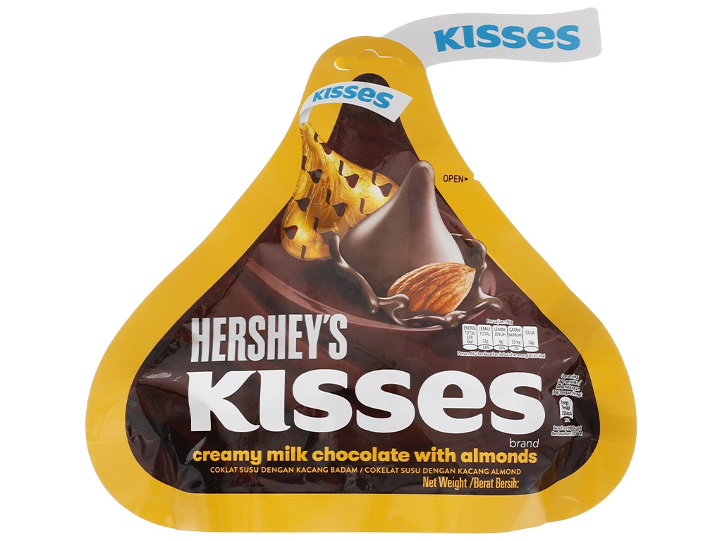Socola kem sữa hạnh nhân Hershey's Kisses hộp 82g
