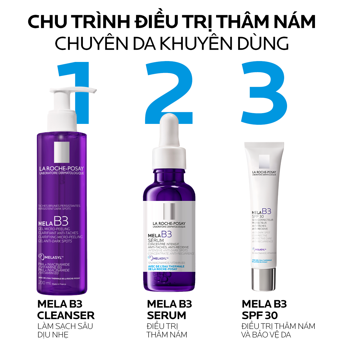 Sữa rửa mặt La Roche-Posay Mela B3 Gel Micro-Peeling Clarifying 200ml mờ thâm nám, dưỡng da sáng và đều màu