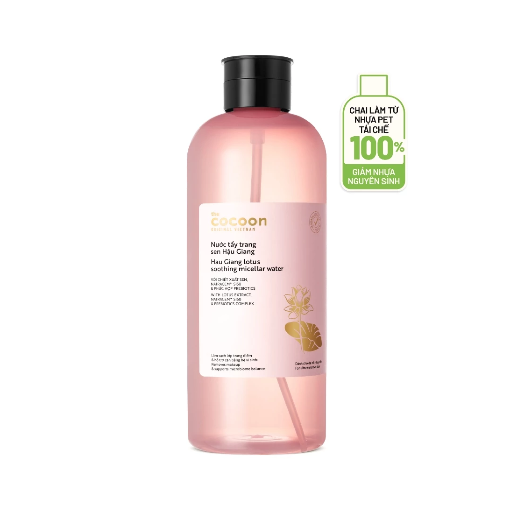 Supersize - Nước Tẩy Trang Sen Hậu Giang Sạch Bụi Siêu Mịn PM1.0, Có Prebiotics Dịu Êm Cho Da Rất Nhạy Cảm Cocoon 1000ml
