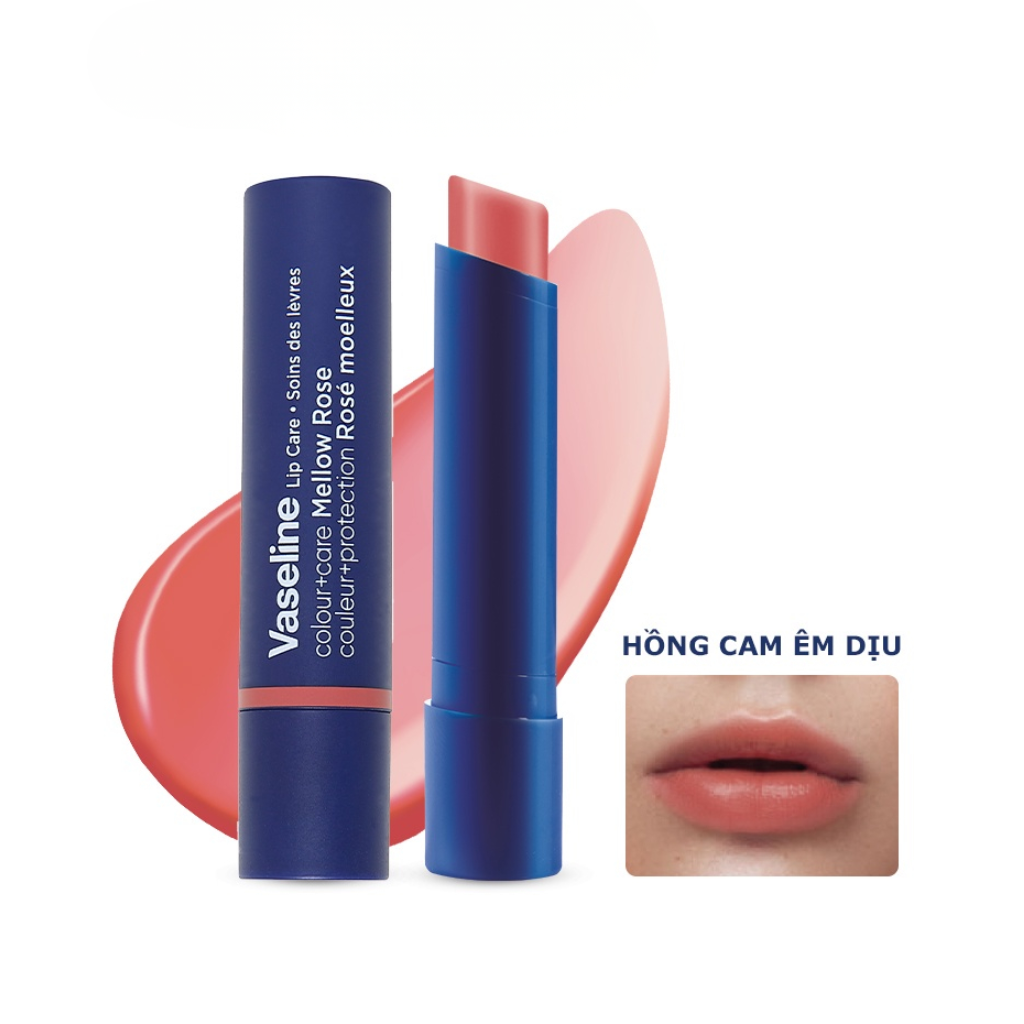 Son Dưỡng Môi Có Màu Vaseline Colour Mellow Rose Hồng Cam Êm Dịu 3gr