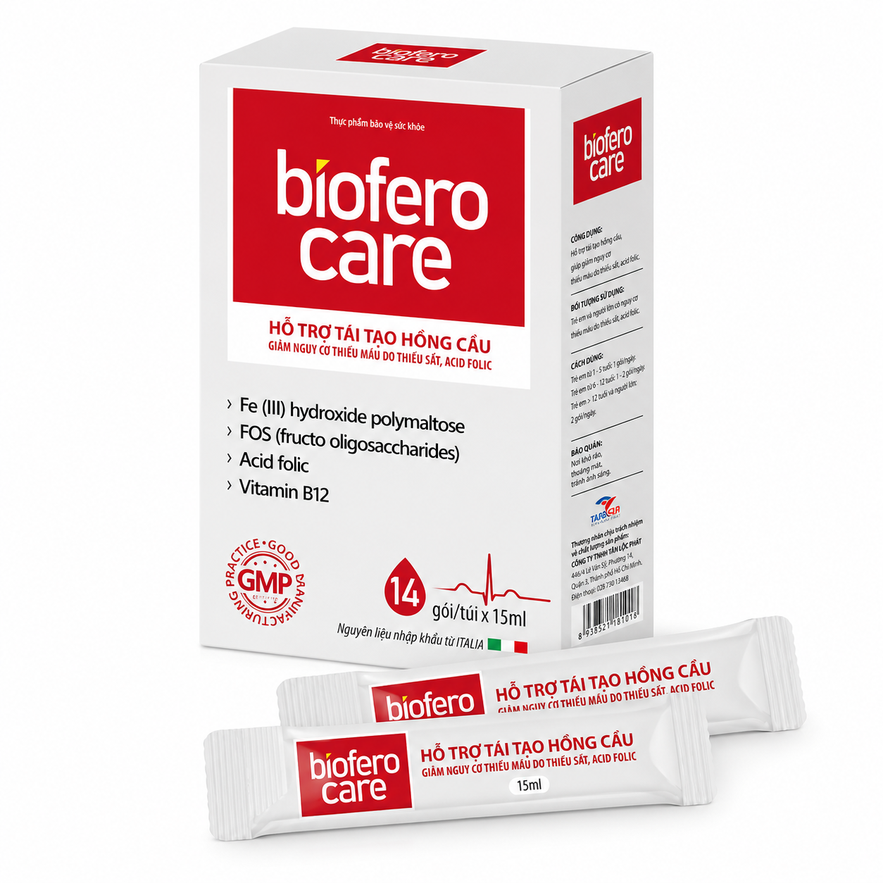 Hỗ trợ tạo hồng cầu Biofero care (Hộp 14 gói x 15ml)