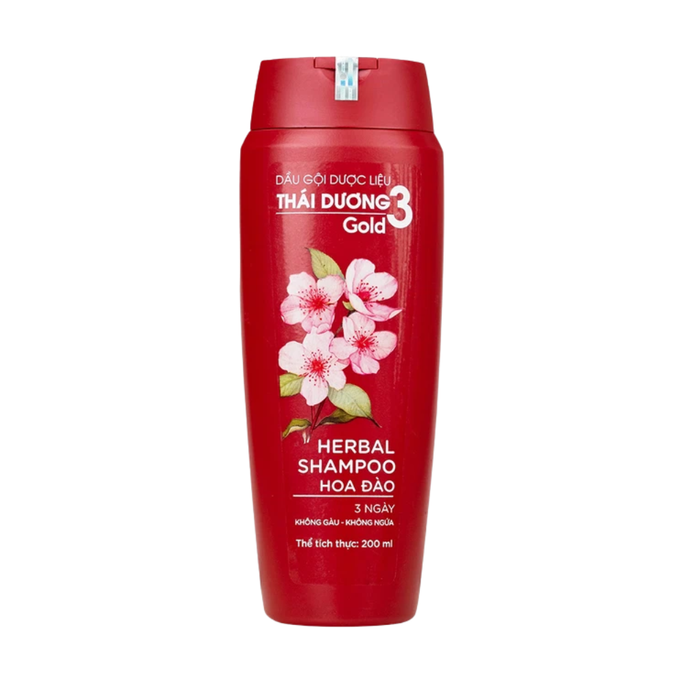 Dầu Gội Dược Liệu Thái Dương 3 Hương Đào (Chai 200ml)