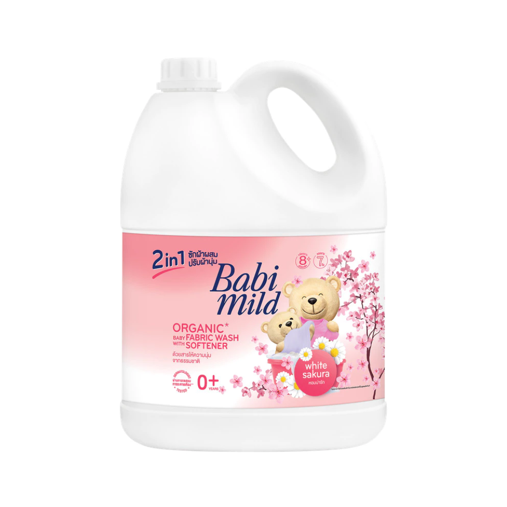 Nước Giặt Xả Cho Bé 2in1 Dịu Nhẹ Babi Mild White Sakura (Bình 2800ml)