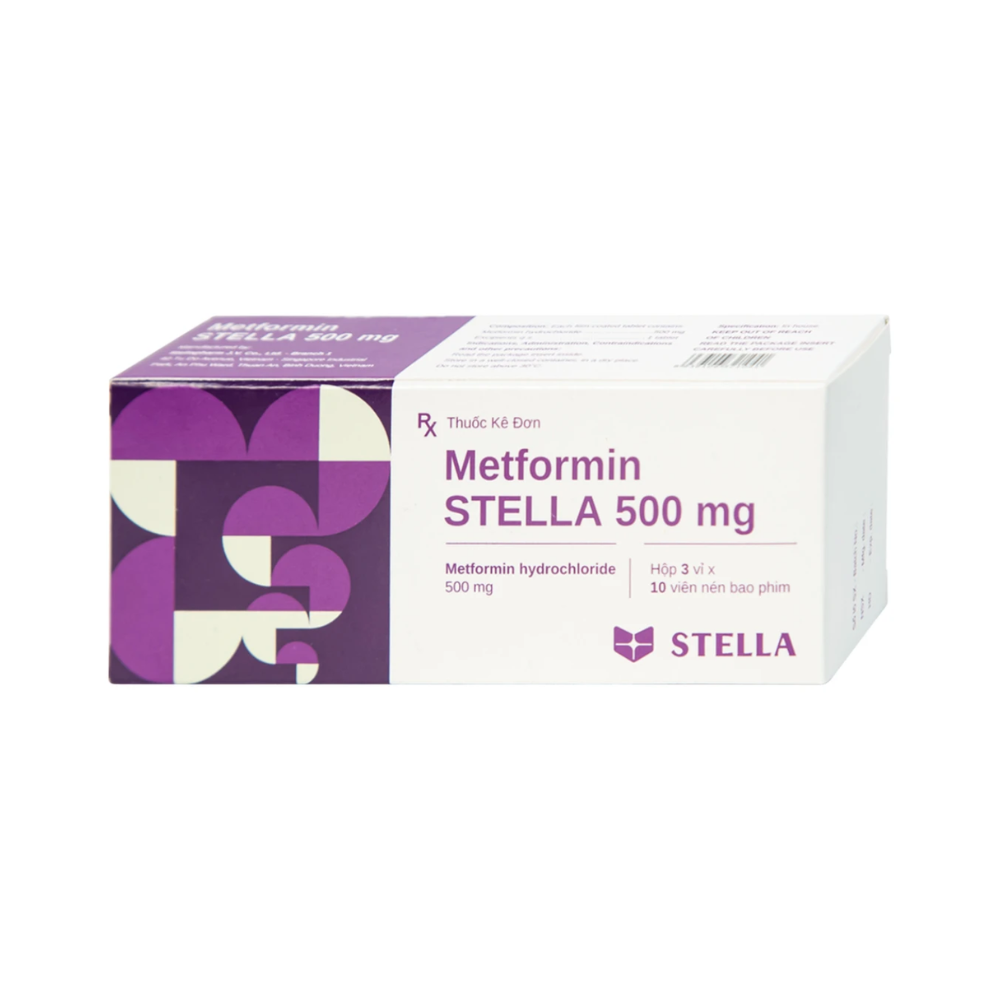 Metformin 500mg Stella (Hộp 6 vỉ x 10 viên)