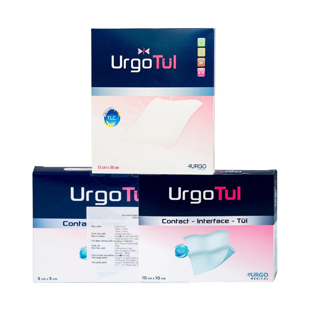 Gạc lưới vô trùng Urgotul (10 miếng) dùng băng các vết thương cấp và mãn tính