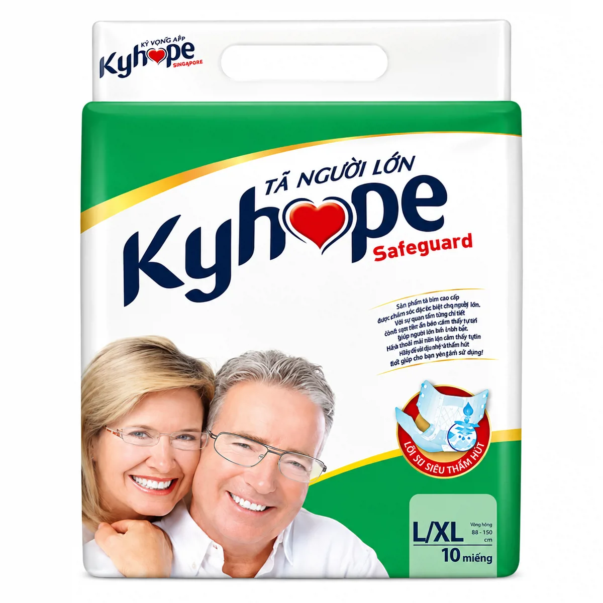 Tã Dán Người Lớn Kyhope Safeguard 10 miếng size L/ XL