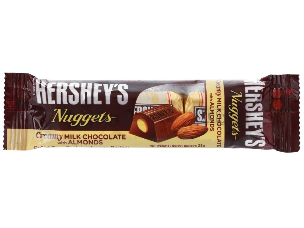 Socola kem sữa nhân hạnh nhân Hershey's Nuggets gói 28g