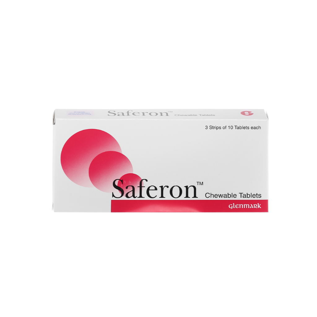 Viên nhai Saferon Glenmark (Hộp 3 vỉ x 10 viên)