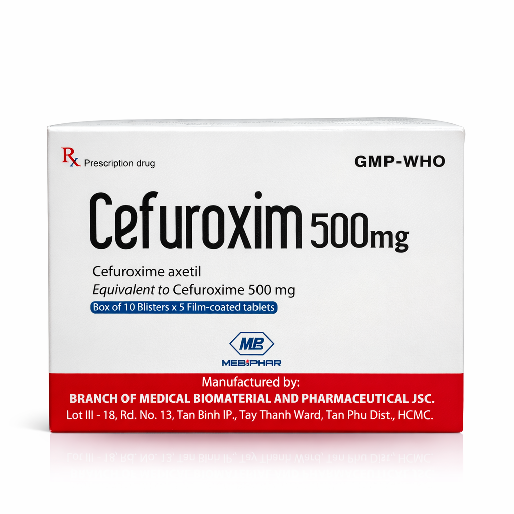 Cefuroxim 500mg (Hộp 5 vỉ x 10 viên)