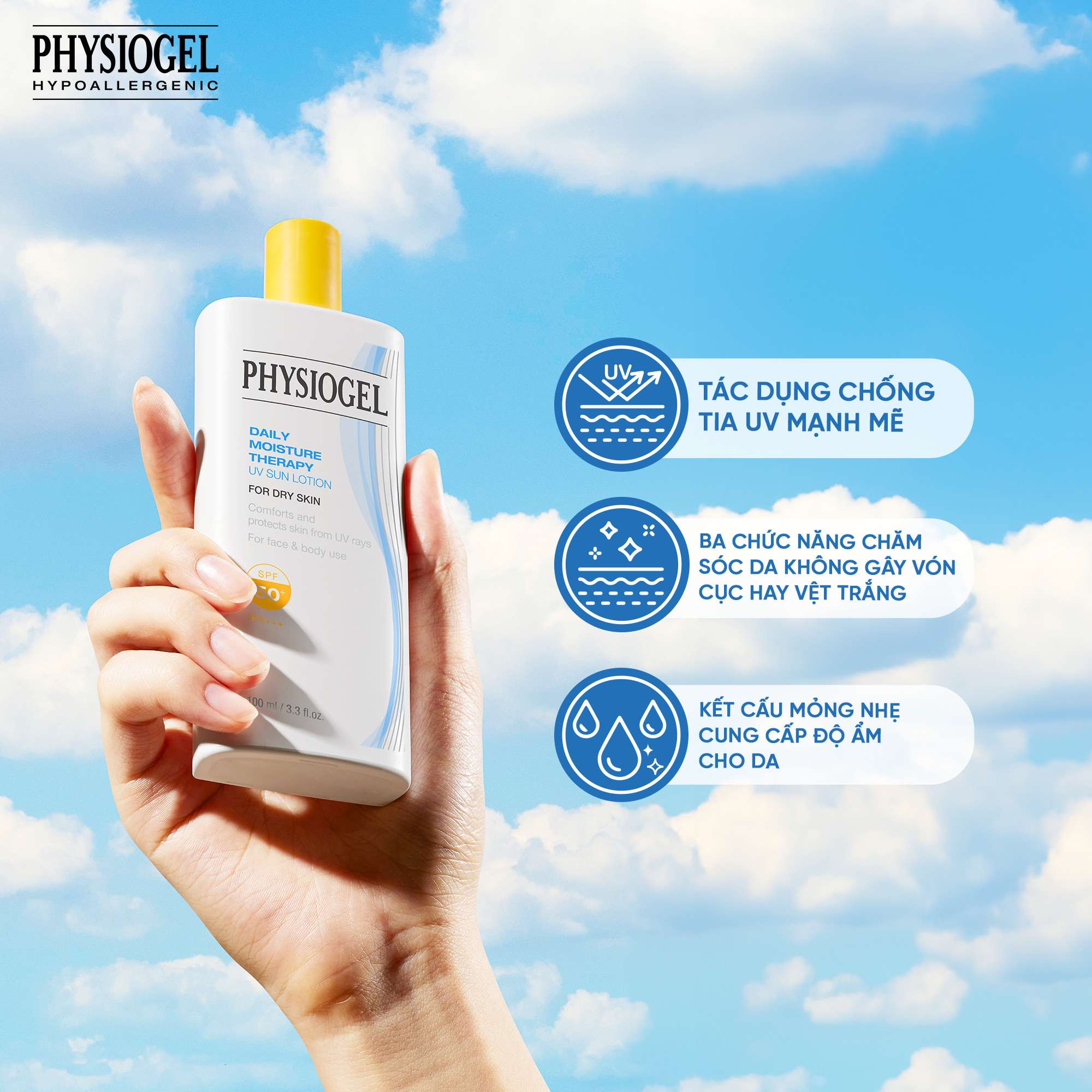 Kem Chống Nắng Physiogel Daily Moisture Lotion SPF50 (Chai 100ml)