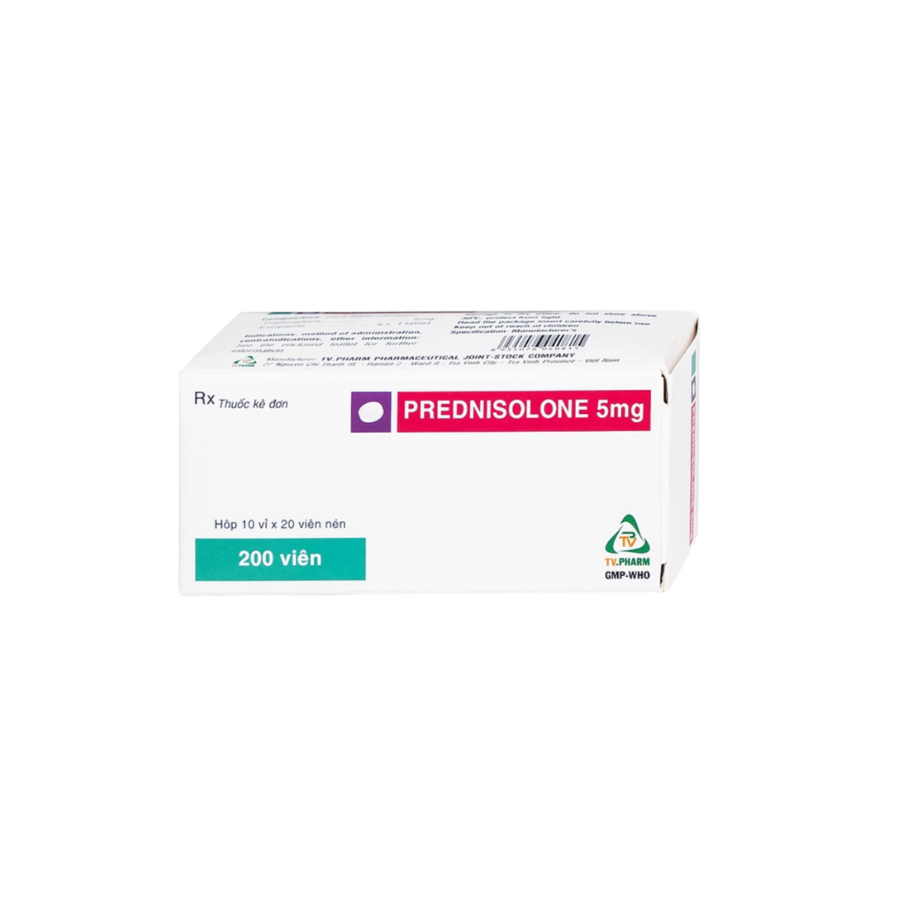 Prednisolone 5mg TV.Pharm (Hộp 10 vỉ x 20 viên)