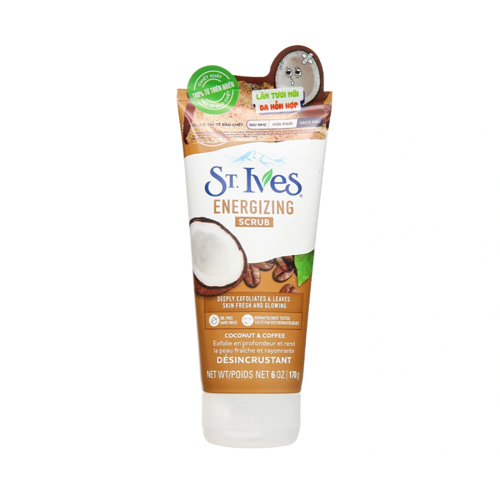 Sữa rửa mặt có hạt ST.IVES Energizing tẩy tế bào chết chiết xuất cà phê và dừa 170g