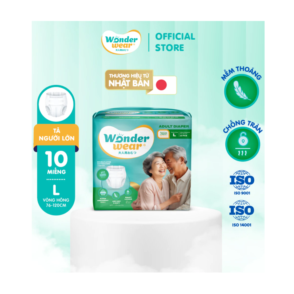 Tã Người Lớn Wonder Wear Siêu Thấm Hút, Thoáng Khí, Size L/ XL