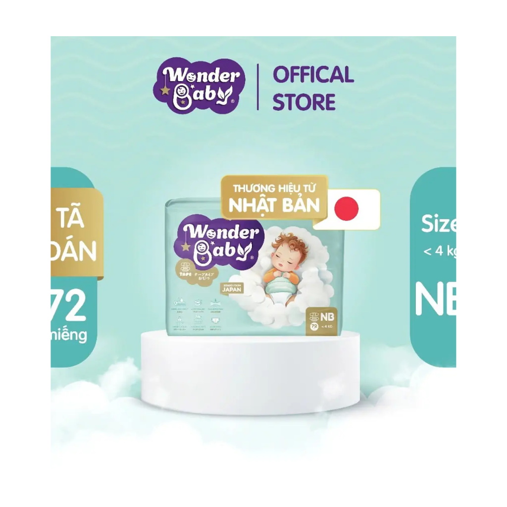 Tã Dán Wonder Baby 5 Lớp Siêu Thấm Hút (Bịch 56 miếng)