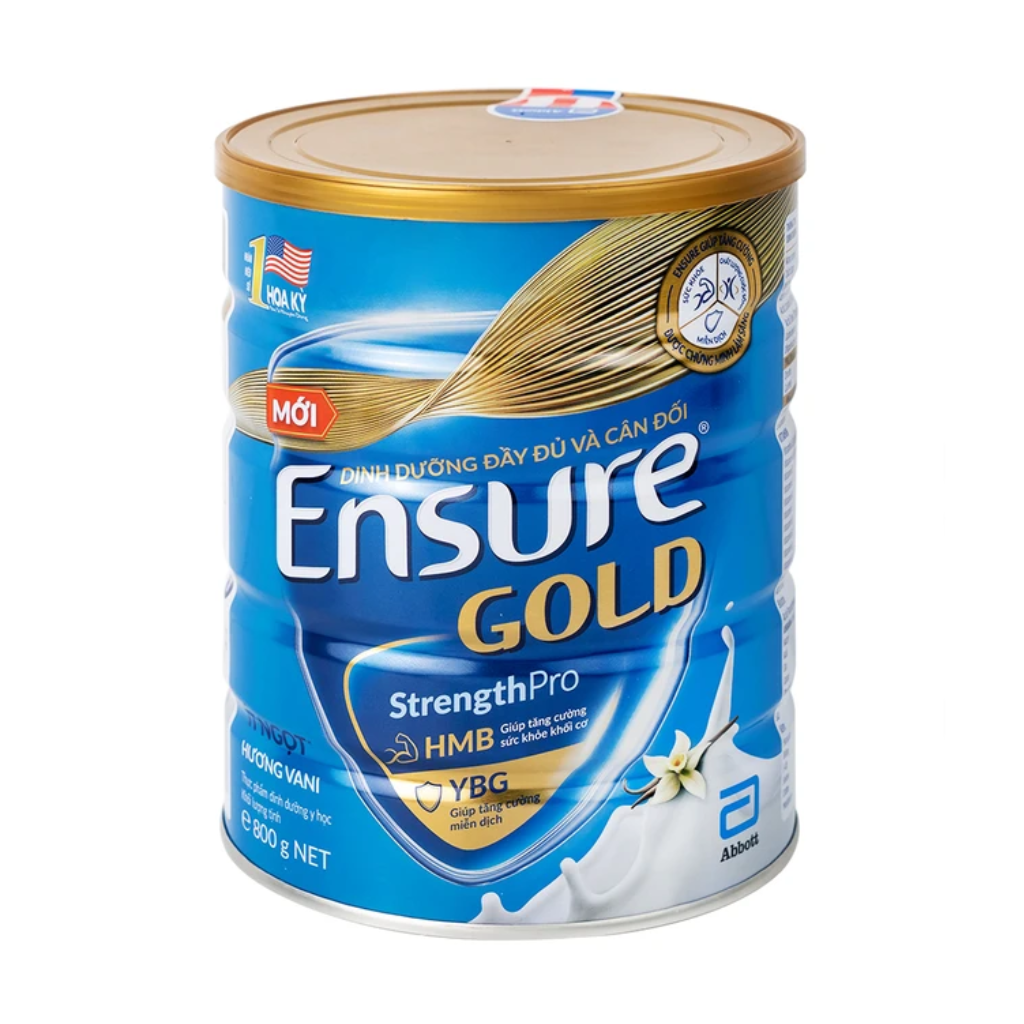Sữa Tăng Cường Sức Khỏe Khối Cơ Tăng Miễn Dịch Ensure Gold Strengthpro Hương Vani Ít Ngọt (Hộp 800g)