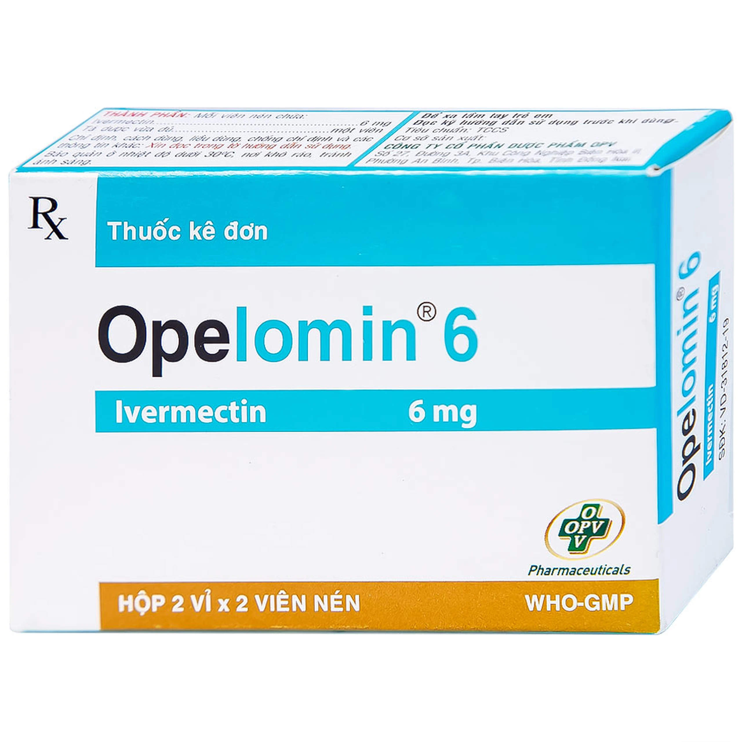Thuốc Opelomin 6 OPV điều trị giun chỉ, giun lươn (2 vỉ x 2 viên)