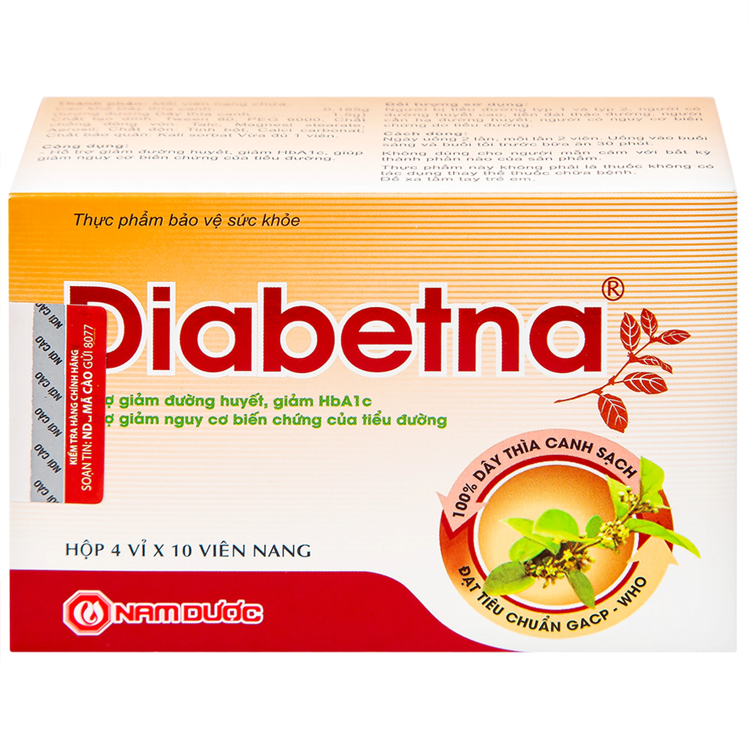 Viên Uống Diabetna Nam Dược (Hộp 4 vỉ x 10 viên)