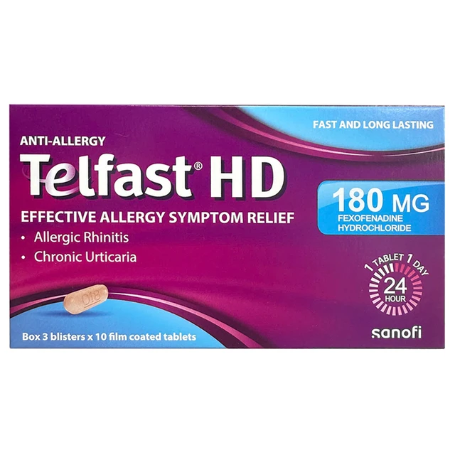Telfast HD 180mg Sanofi (Hộp 3 vỉ x 10 viên)