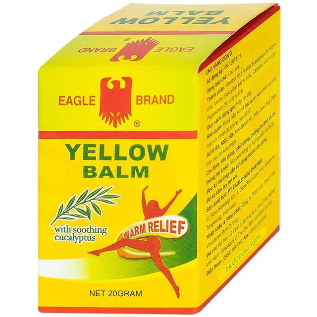 Cao Vàng Con Ó Eagle Brand Yellow Balm Borden Giảm Đau Đầu, Choáng Váng, Chóng Mặt, Đau Lưng (12 Hộp X 20g)