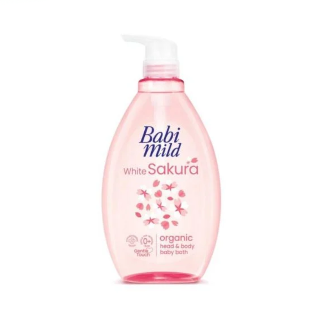 Sữa Tắm Gội Trẻ Em Babi Mild Sakura Pink Plus Head & Body Baby Bath 800ml