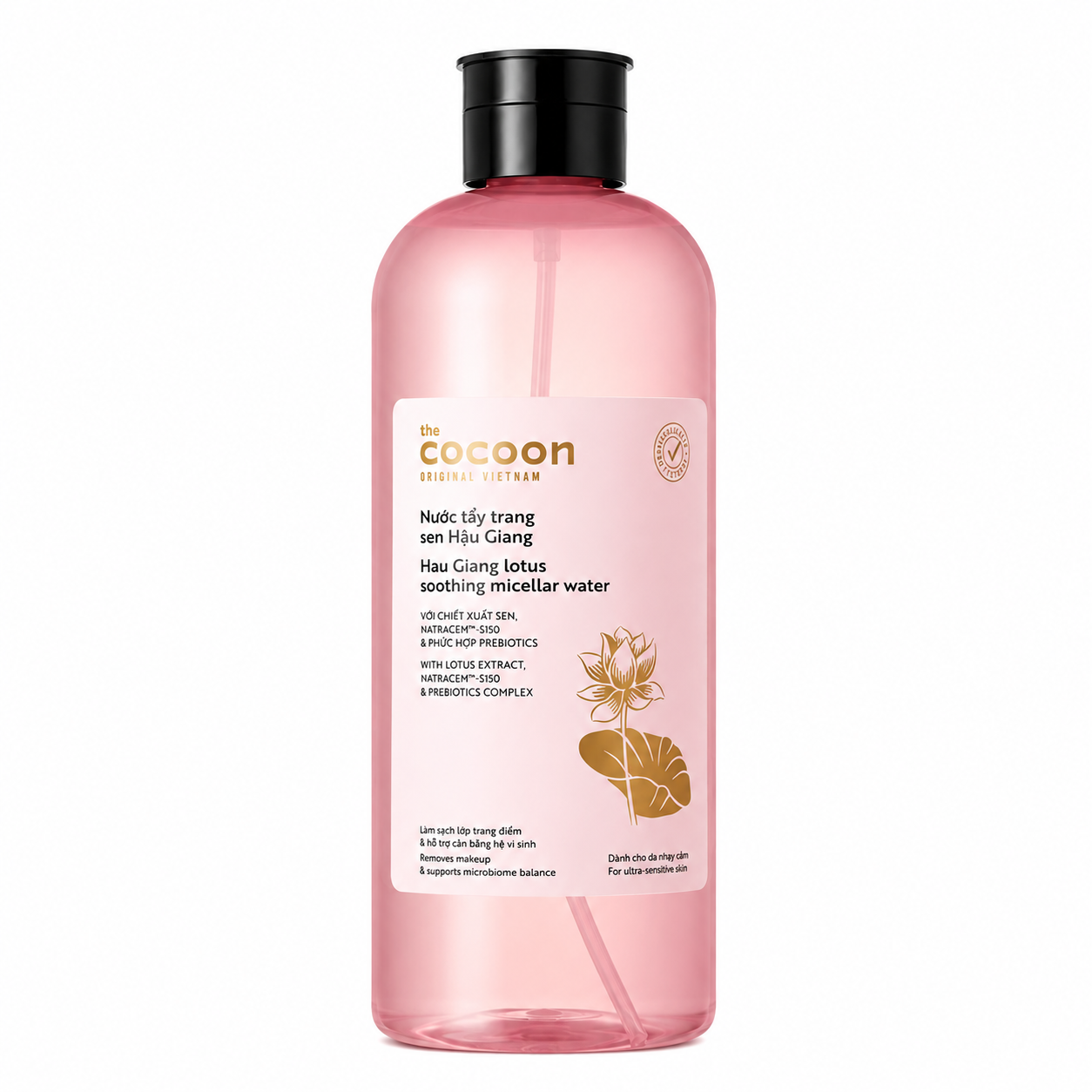 Nước Tẩy Trang Sen Hậu Giang Sạch Bụi Siêu Mịn PM1.0, Có Prebiotics Dịu Êm Cho Da Rất Nhạy Cảm Cocoon (Chai 1000ml)