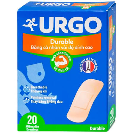 Băng Cá Nhân Vải Độ Dính Cao Urgo Durable Size 2cm X 6cm (Hộp 102 Miếng)