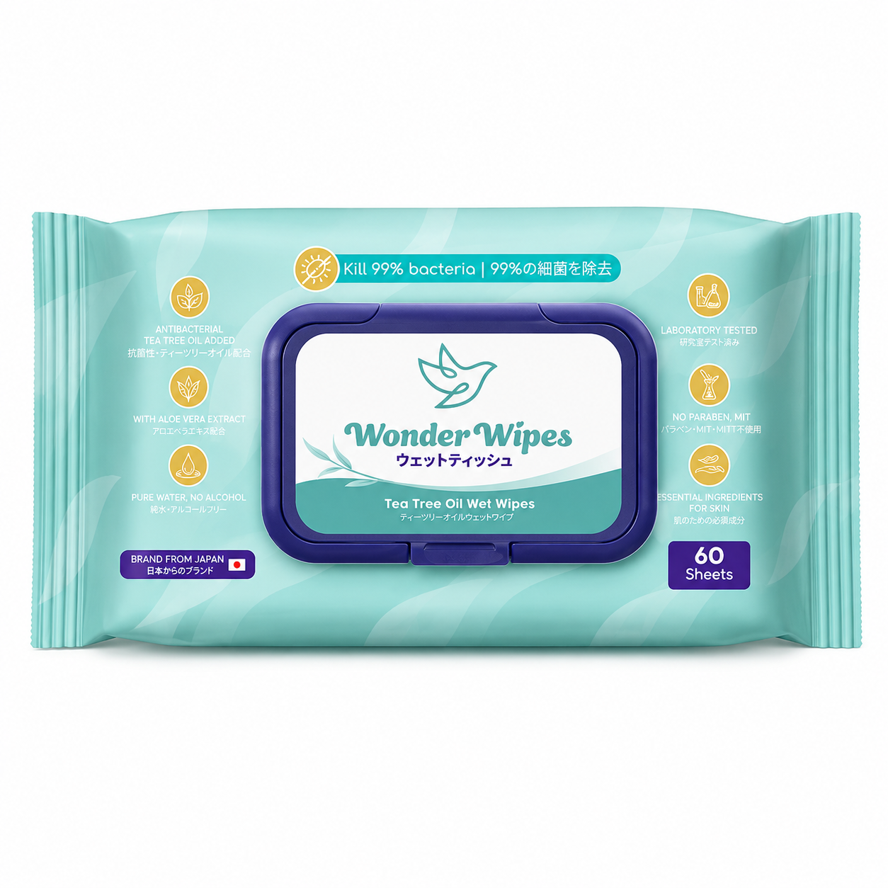 Khăn Giấy Ướt Wonder Wipes Chiết Xuất Lô Hội, không Paraben (Hộp 20 tờ)