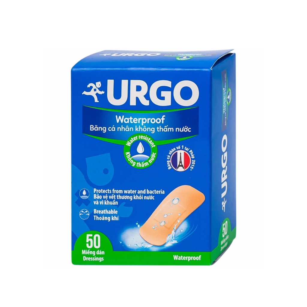 Băng cá nhân Urgo Waterproof 2x7.2cm, không thấm nước 