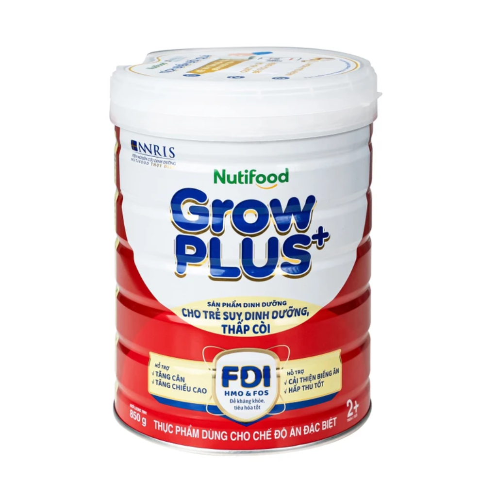 Sữa Cho Trẻ Suy Dinh Dưỡng, Thấp Còi (Đỏ) Nutifood Growplus+ 2+ (Hộp 850g)